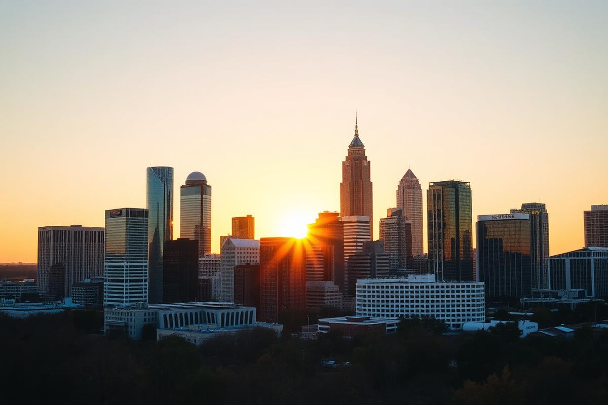 Downtown Atlanta, Georgia skyline at golden hour
